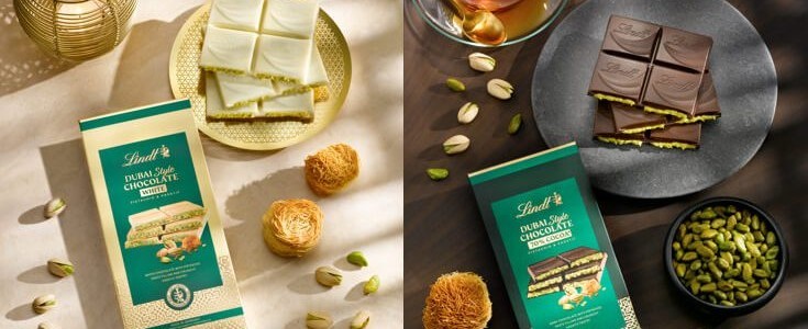 Lindt & Sprüngli eleva la tendencia viral: Vuelve el "Dubai Style Chocolate" con nuevas variedades de chocolate blanco y negro 70% cacao