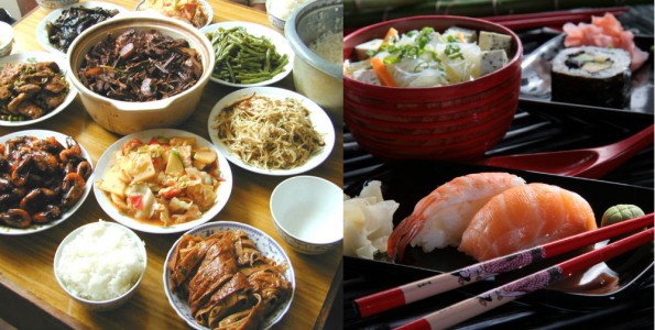 Diferencias entre la gastronomía china y japonesa